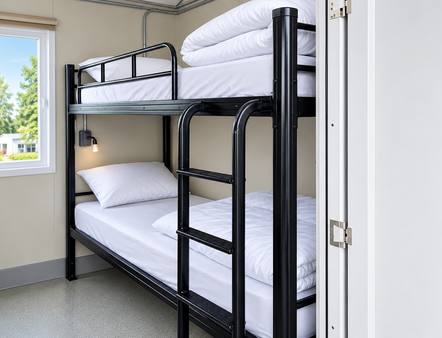 Bunk room inside a 20 ft contractor accommodation unit